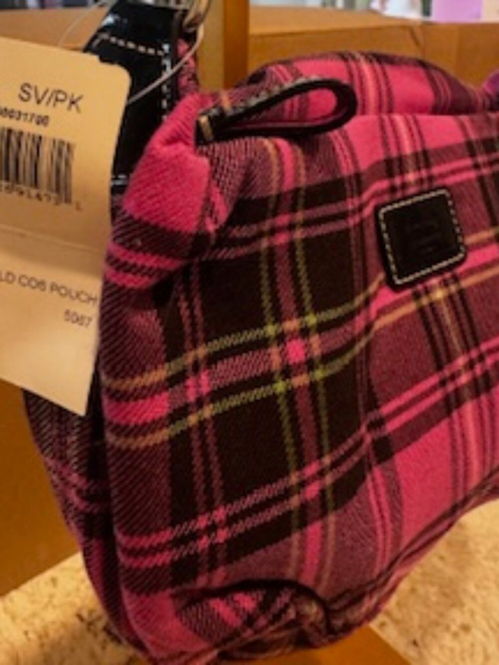 Coach vintage pink plaid mini bag with Black patent leather strap - Picture 3 of 4